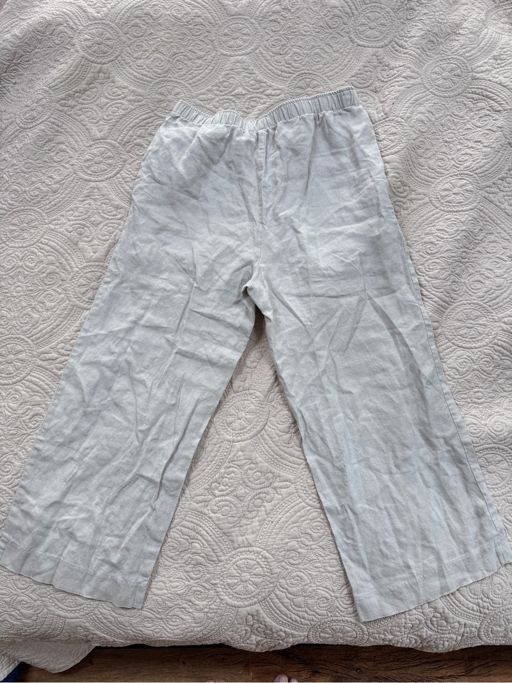 IC By‎ Connie K Gray Cropped Capri Wide Leg Linen High Waist Pants Med-Large